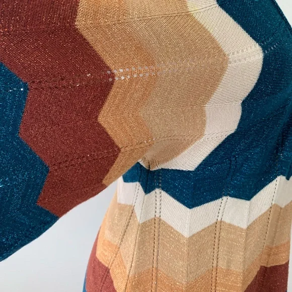 Y2K Metallic sparkle cotton knit bat wing sleeve S - Picture 8 of 14